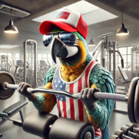 Tucker T Parrot hits the gym for some curls