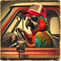 Tucker T Parrot reporting from the cab of his truck.